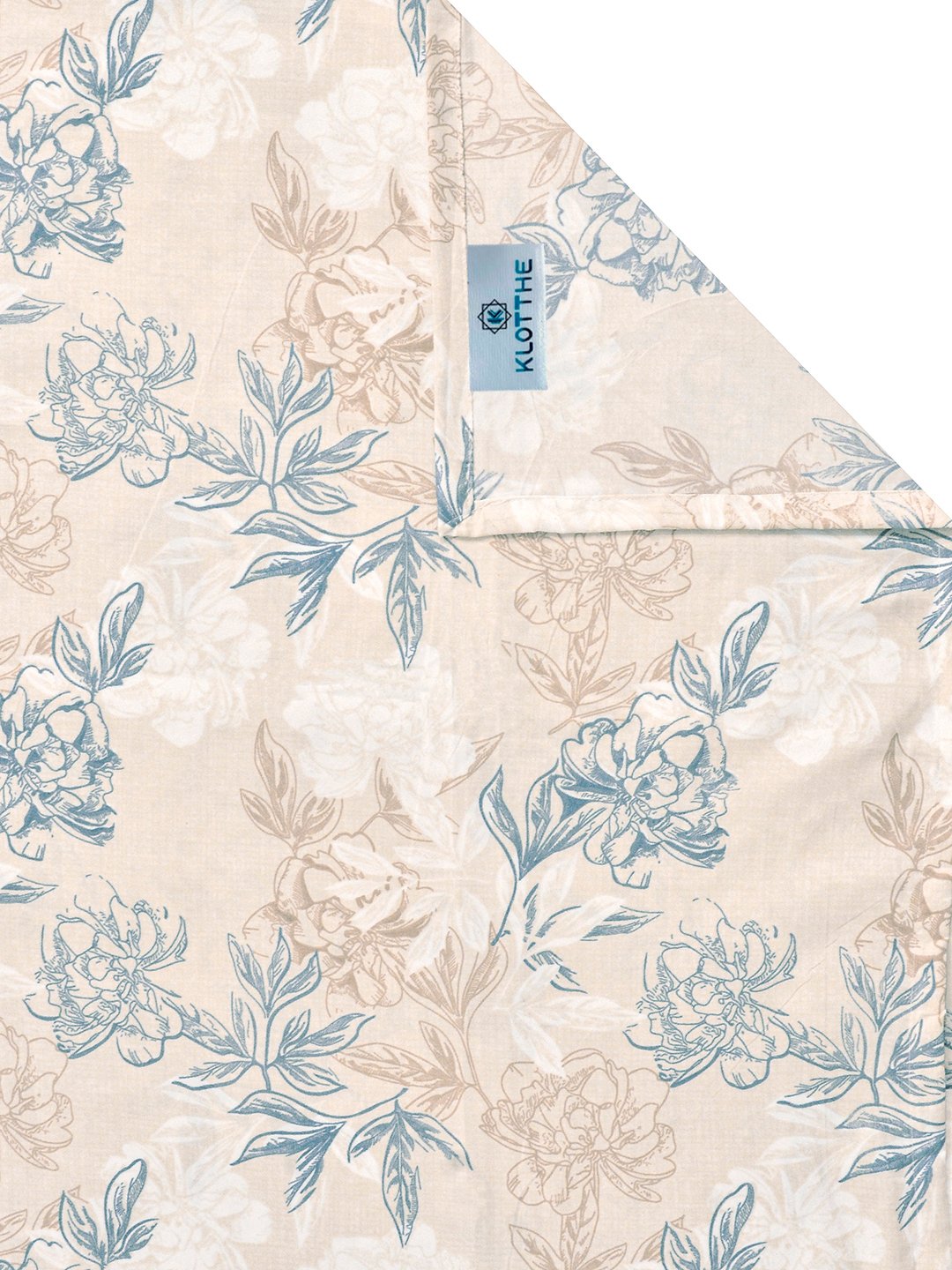 Cream Floral Cotton Blend Double Bedsheet with 2 Pillow Covers