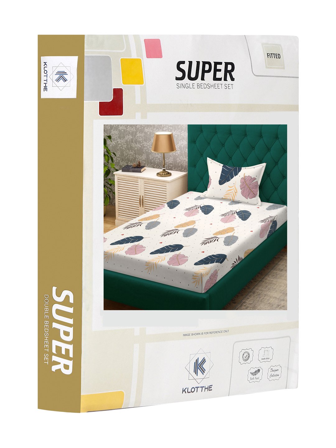 Cream Floral 300 TC Cotton Blend Fitted Single Bedsheet in Book Fold Packing