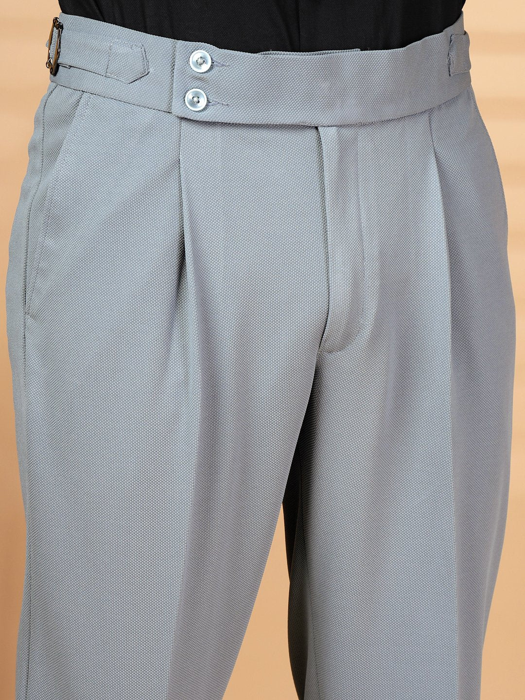 Grey Lycra Cotton Solid Smart Fit Formal Trouser