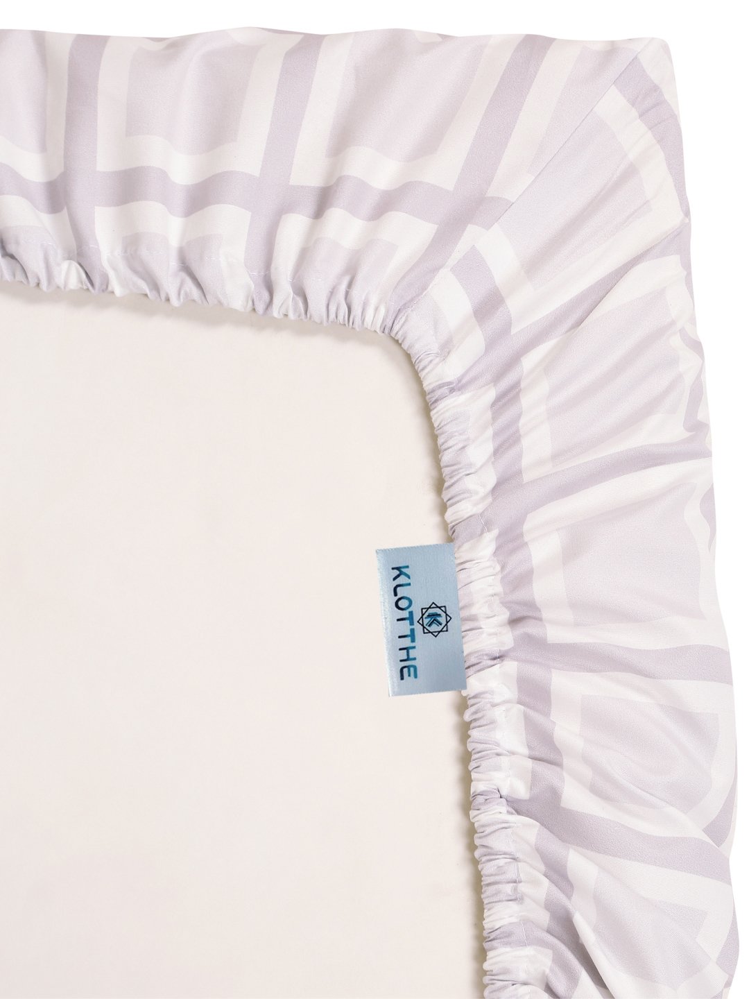 Digital White Floral Cotton Blend Fitted Double Bedsheet with 2 Pillow Covers