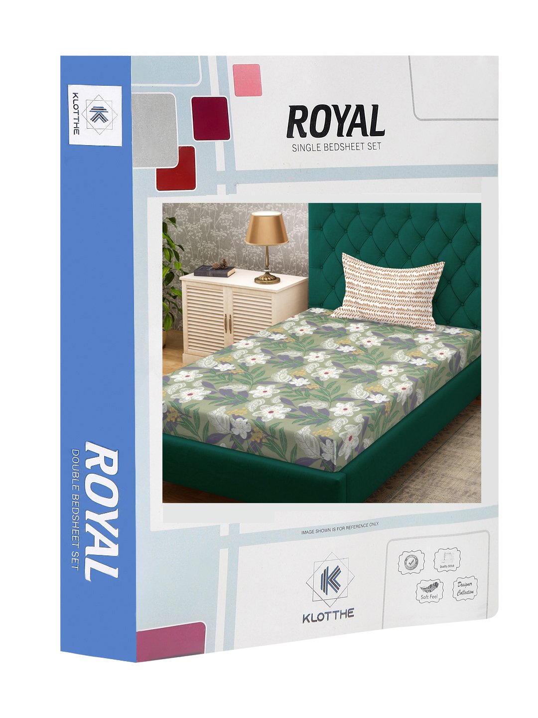 Green Floral 300 TC Cotton Blend Single Bedsheet in Book Fold Packing