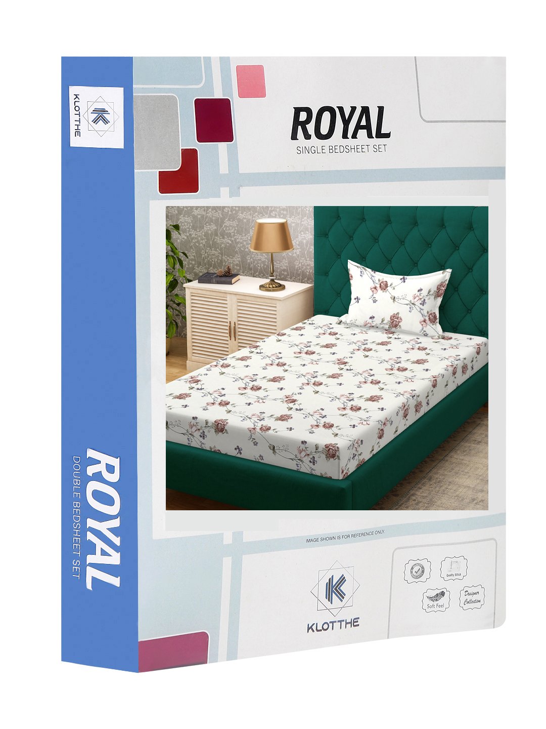 Beige Floral 300 TC Cotton Blend Single Bedsheet Set in Book Fold Packing