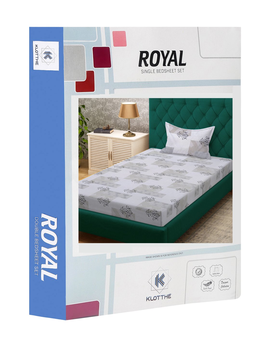 Grey Ethnic Motifs 300 TC Cotton Blend Single Bedsheet in Book Fold Packing