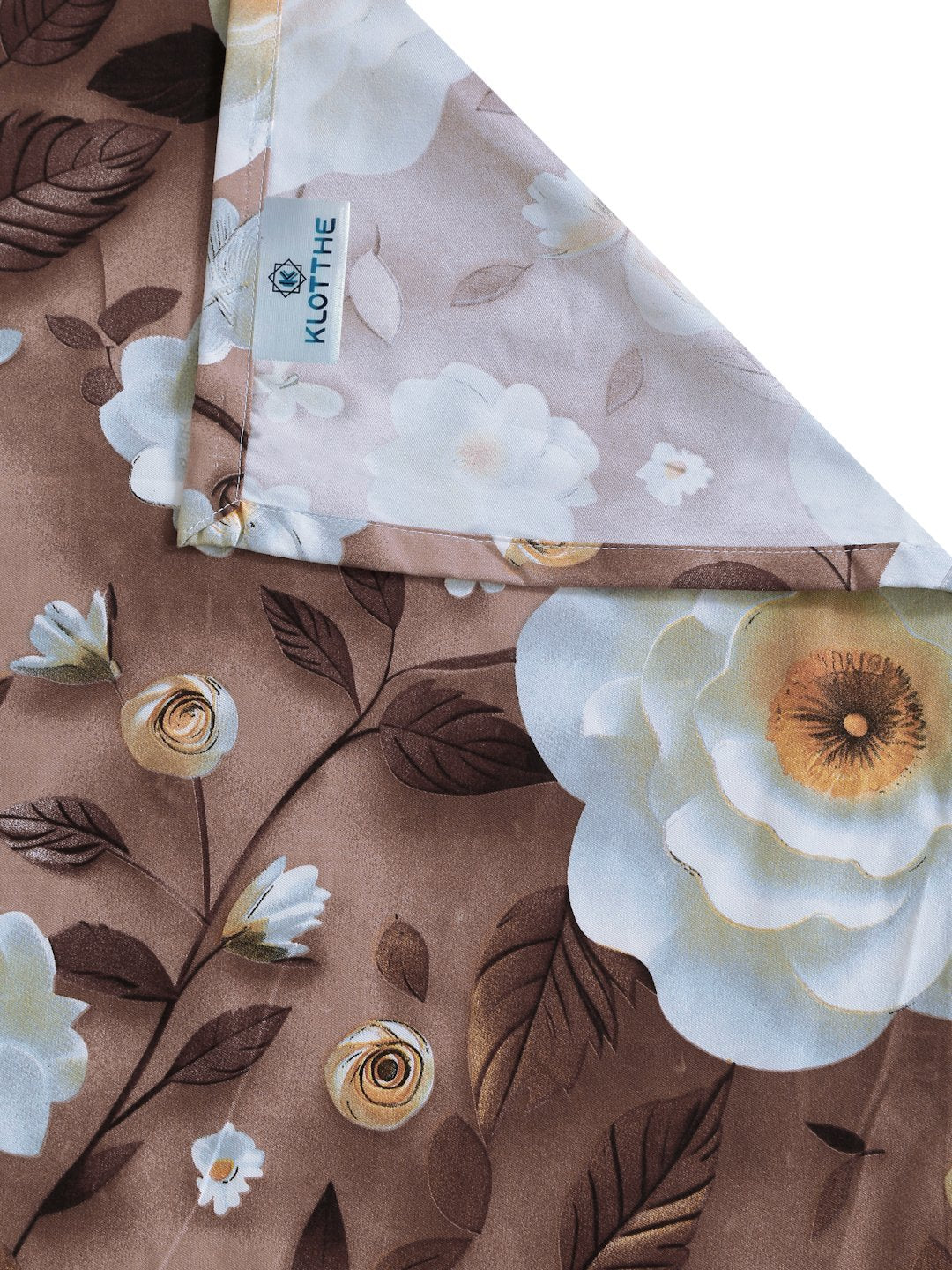 Brown Floral 7D King Size Cotton Blend Double Bedsheet with 2 Pillow Covers