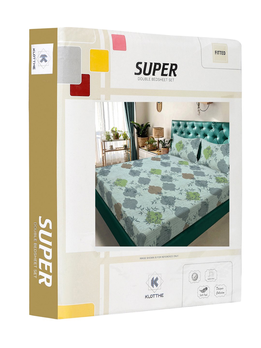 Multi Floral 300 TC Cotton Blend Fitted Double Bedsheet in Book Fold Packing