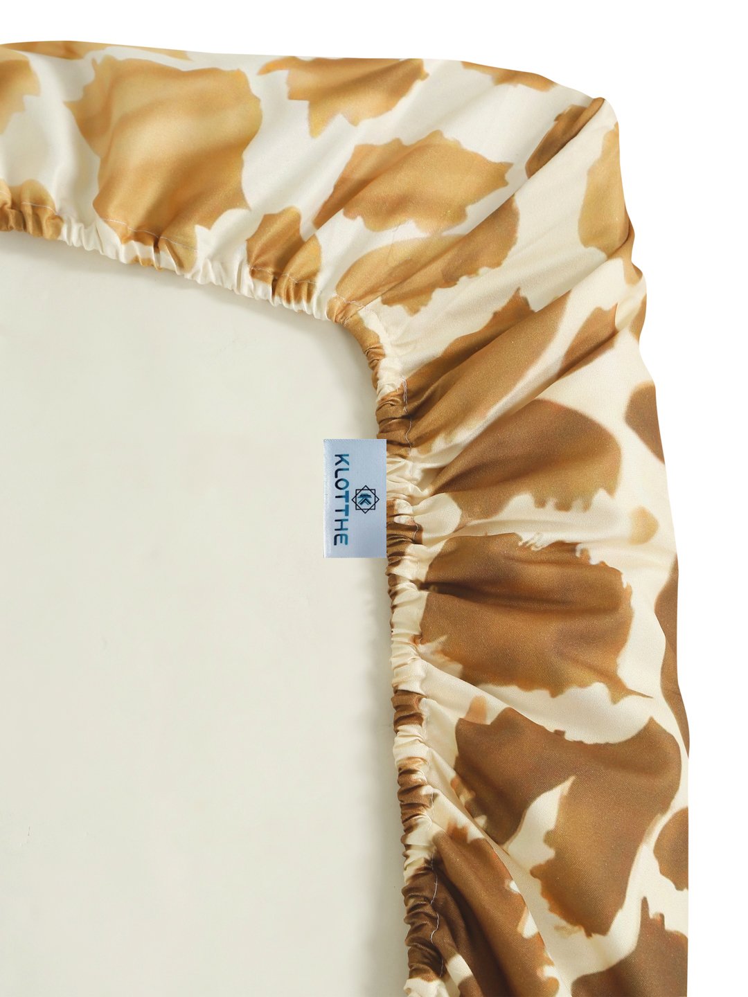 Brown 7D Geometric Printed Fitted Cotton Blend Double Bedsheet with 2 Pillow Covers