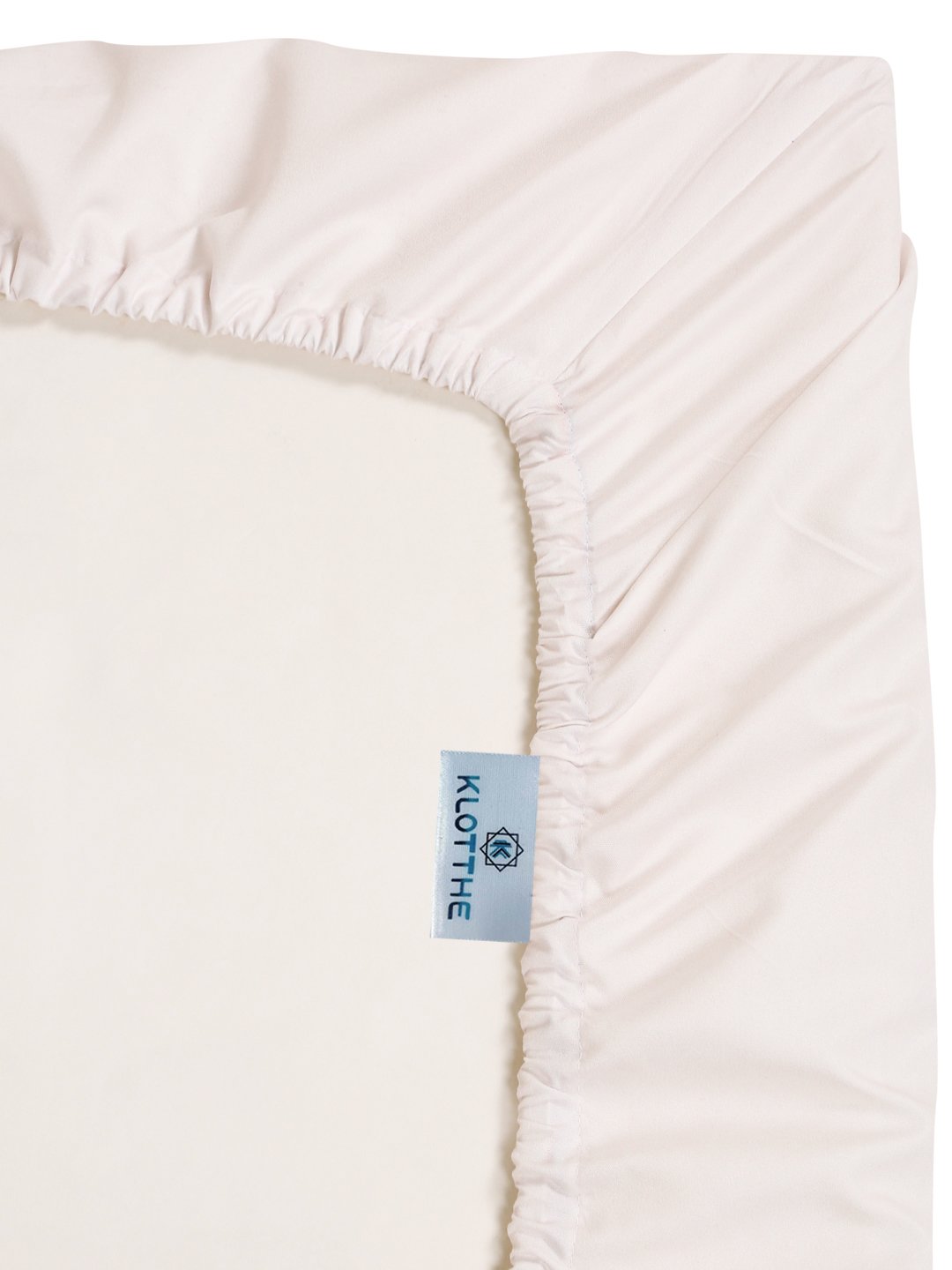 Digital Cream Geometric Cotton Blend Fitted Double Bedsheet with 2 Pillow Covers