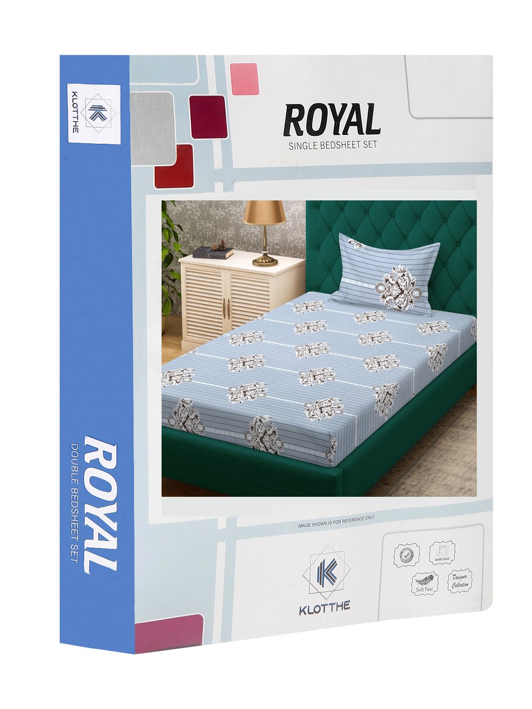 Grey Ethnic Motifs 300 TC Cotton Blend Single Bedsheet Set in Book Fold Packing