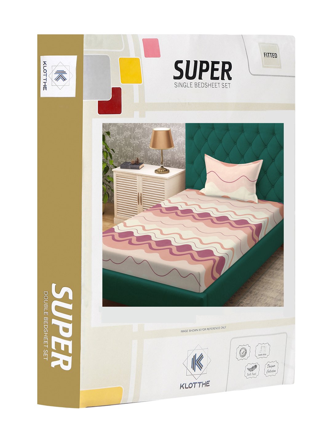 Multi Abstract 300 TC Cotton Blend Fitted Single Bedsheet in Book Fold Packing