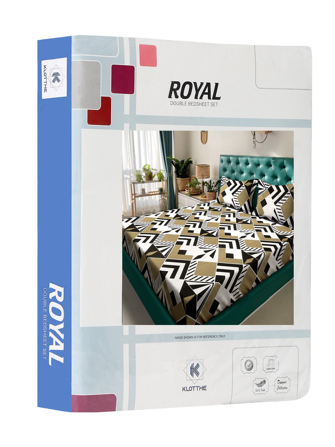 Geometric 300 TC Cotton Blend Double Bedsheet in Book Fold Packing