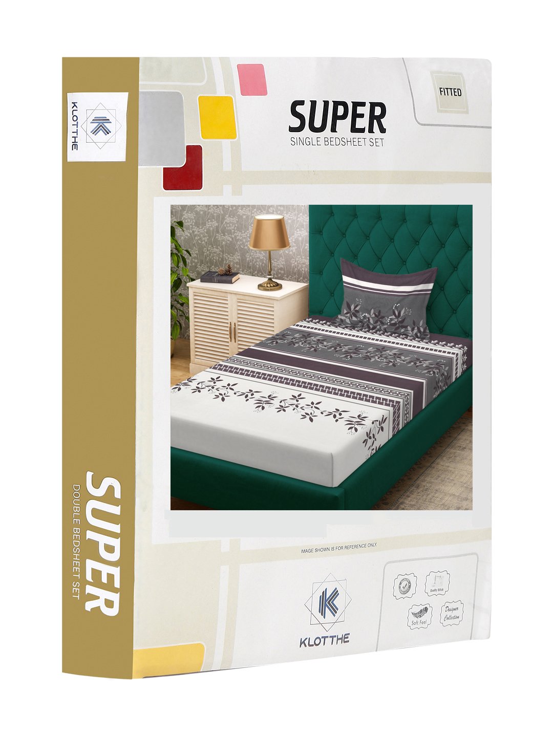Multi Floral 300 TC Cotton Blend Fitted Single Bedsheet in Book Fold Packing