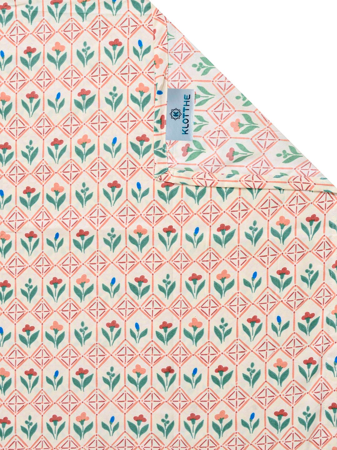 Cream Floral Cotton Blend Double Bedsheet with 2 Pillow Covers