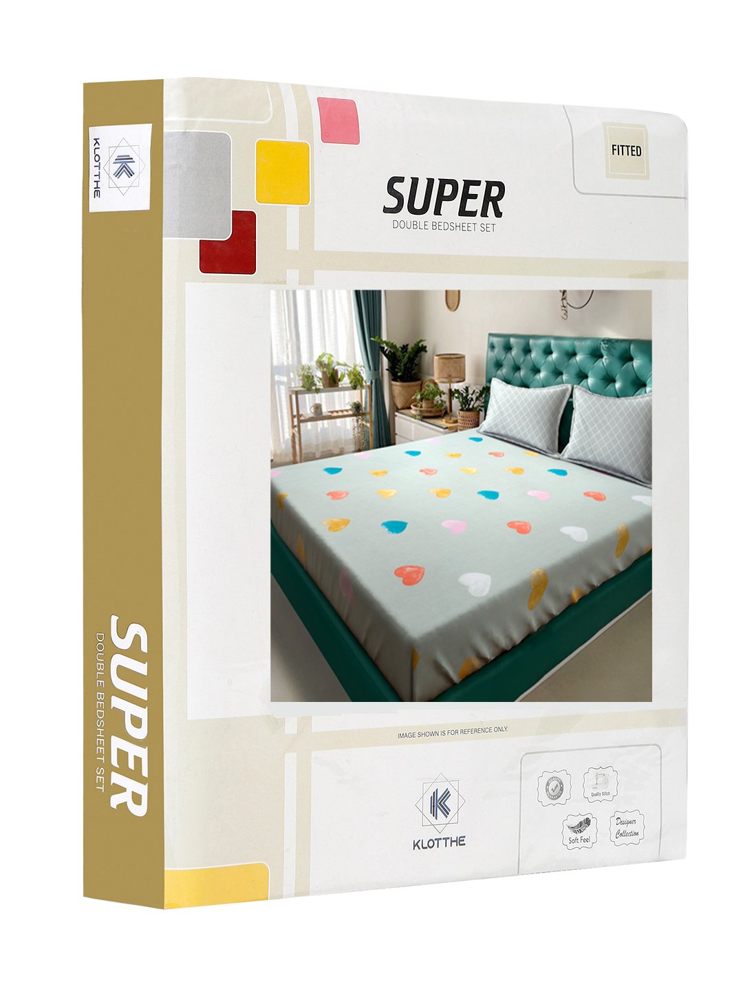 Green Abstract 300 TC Cotton Blend Fitted Double Bedsheet in Book Fold Packing