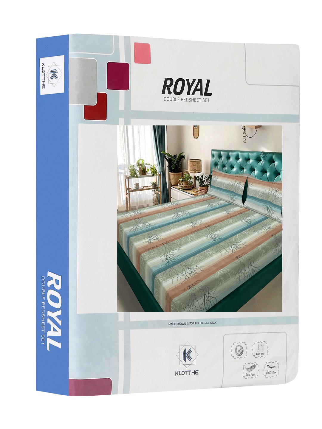 Multi Striped 300 TC Cotton Blend Double Bedsheet in Book Fold Packing