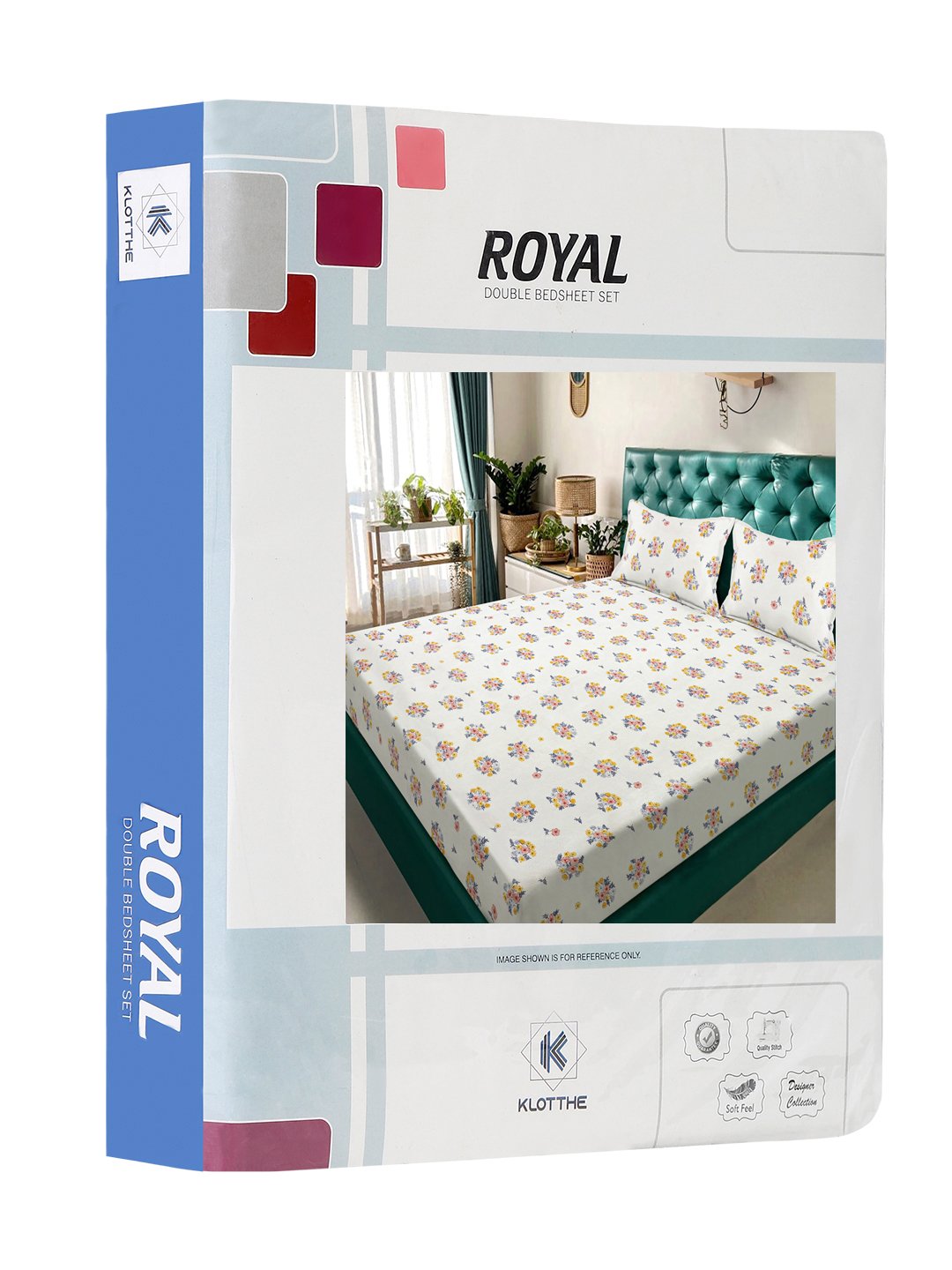 Cream Floral 300 TC Cotton Blend Double Bedsheet in Book Fold Packing