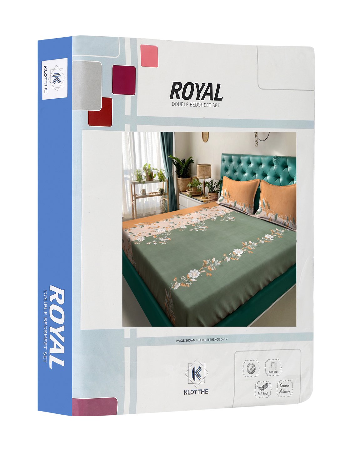 Green Floral 300 TC Cotton Blend Double Bedsheet in Book Fold Packing