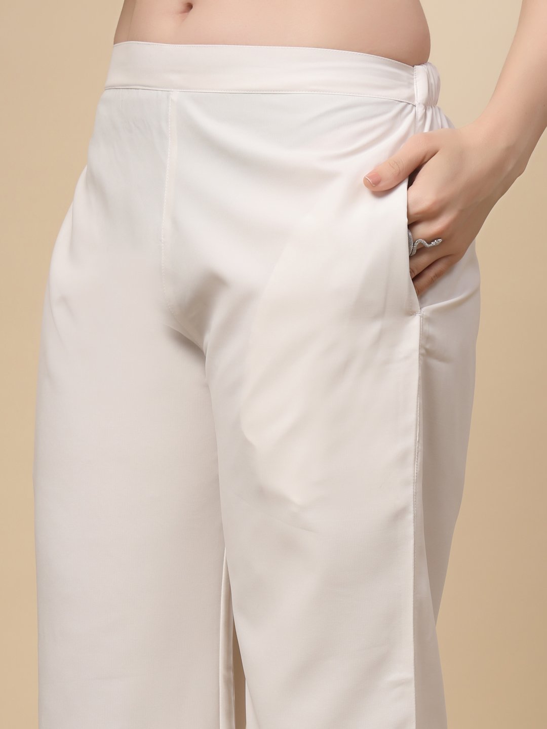 Cream Cotton Printed Shirt With Trousers Co-Ords Set