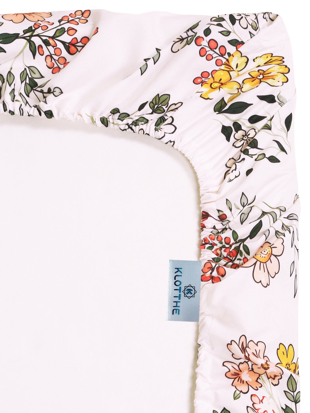 Digital Multi Floral Cotton Blend Fitted Double Bedsheet with 2 Pillow Covers