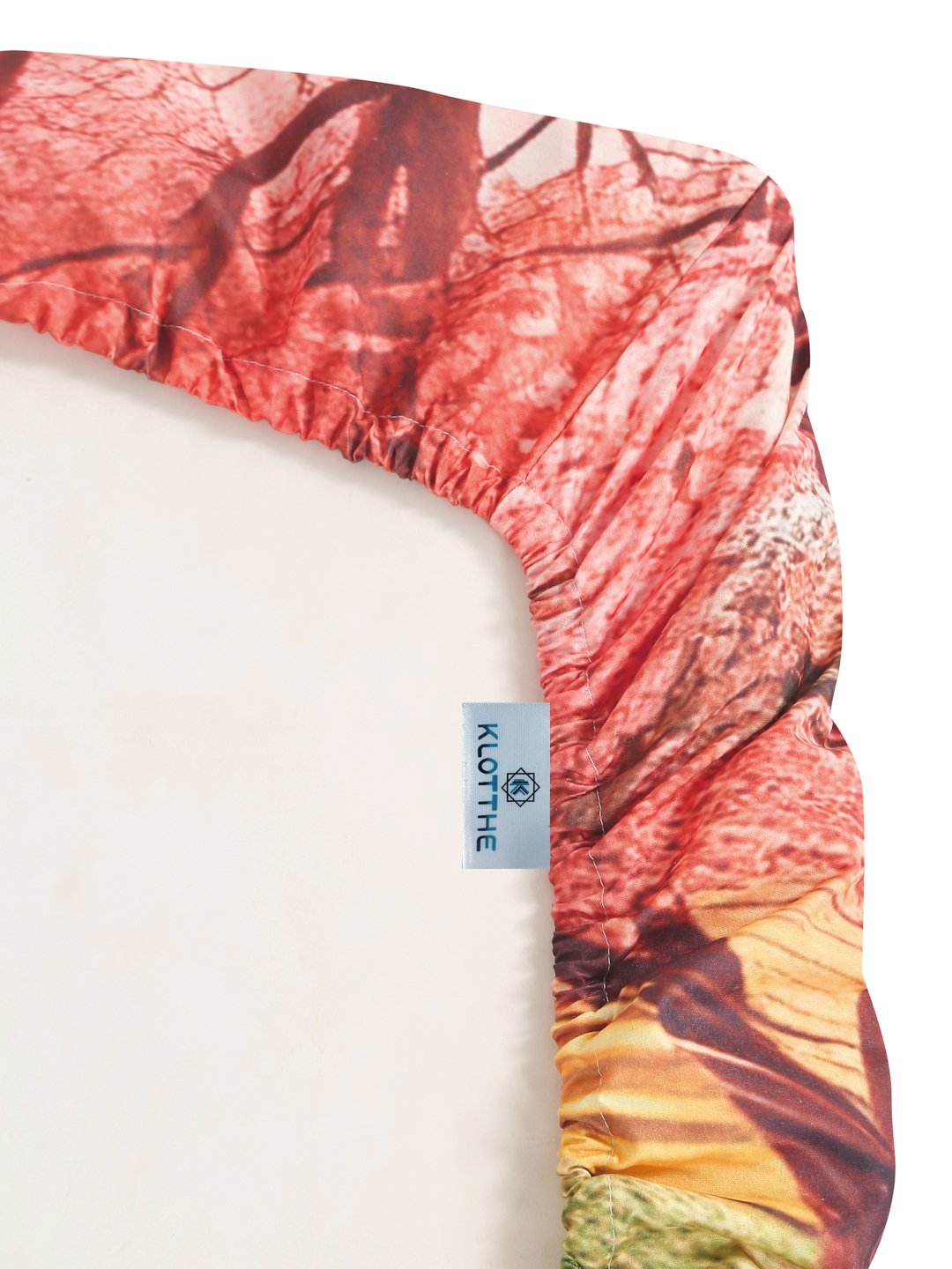 Multi 7D Floral Printed Fitted Cotton Blend Double Bedsheet with 2 Pillow Covers