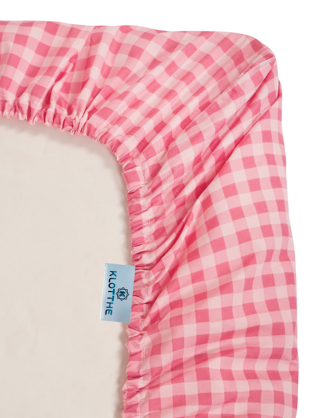 Red Checked Cotton Blend Fitted Double Bedsheet with 2 Pillow Covers