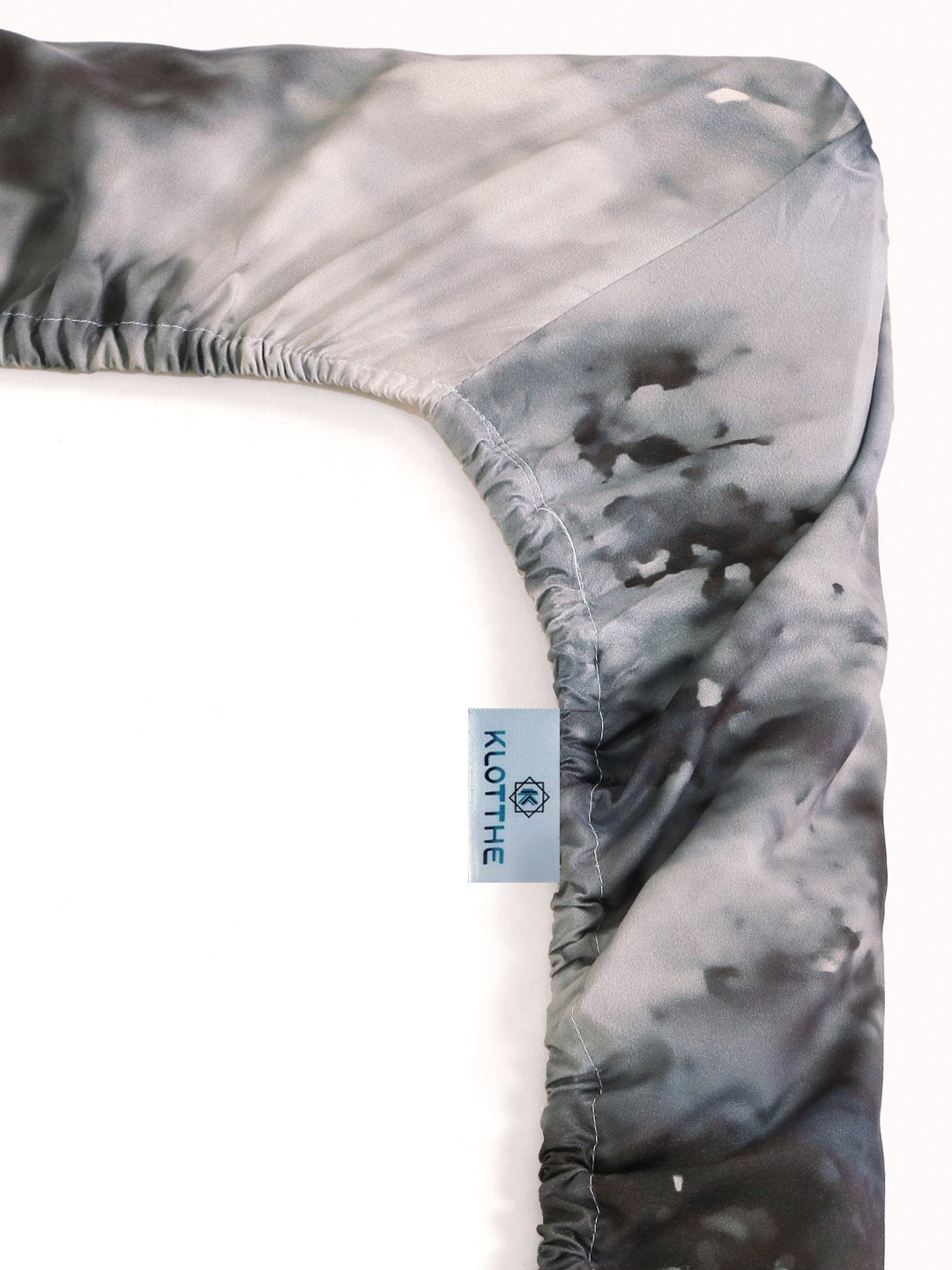 Grey Digital Floral Printed Cotton Blend Fitted Double Bedsheet with 2 Pillow Covers