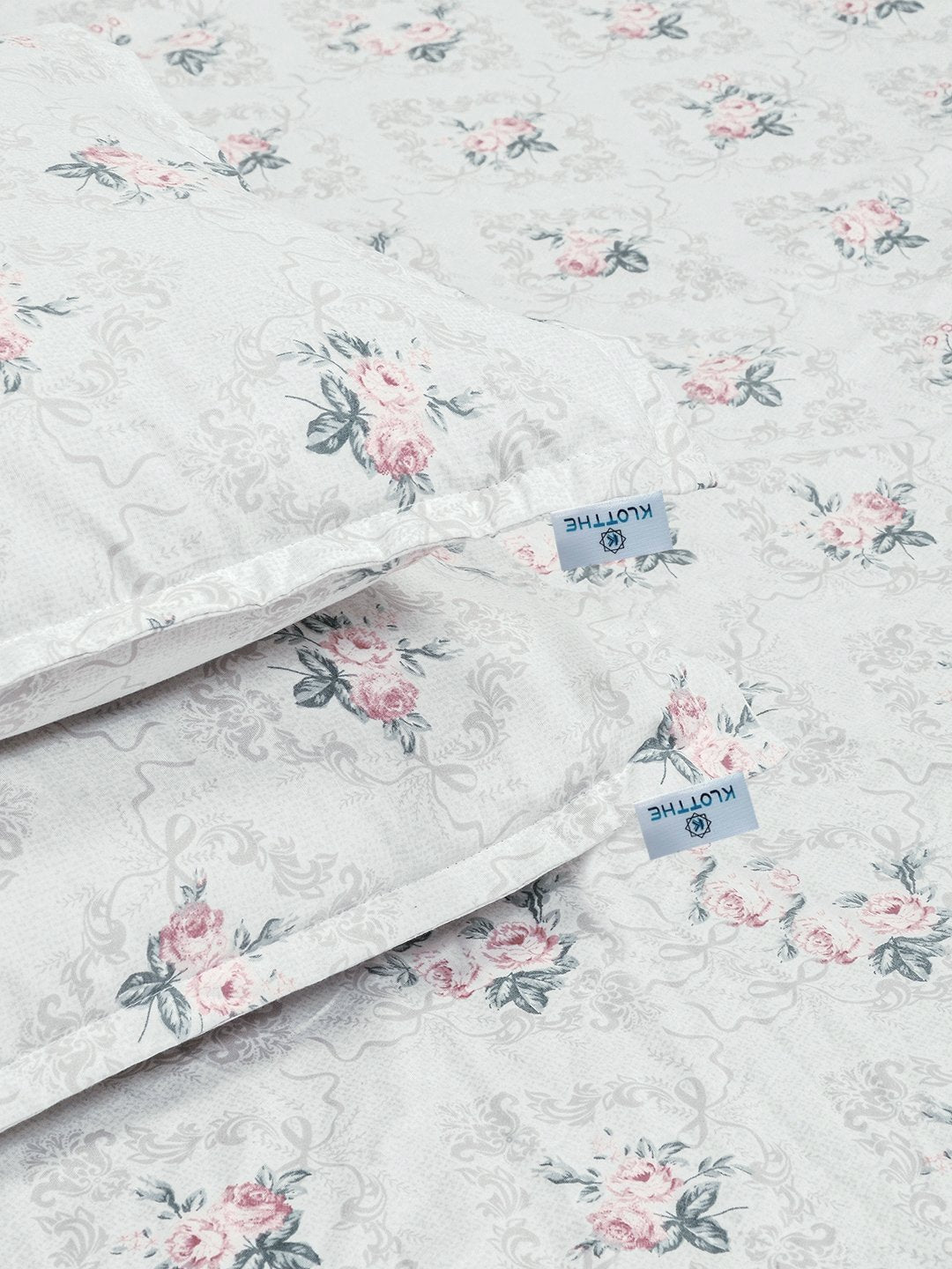 Cream Floral 300 TC Cotton Blend Double Bedsheet with 2 Pillow Covers
