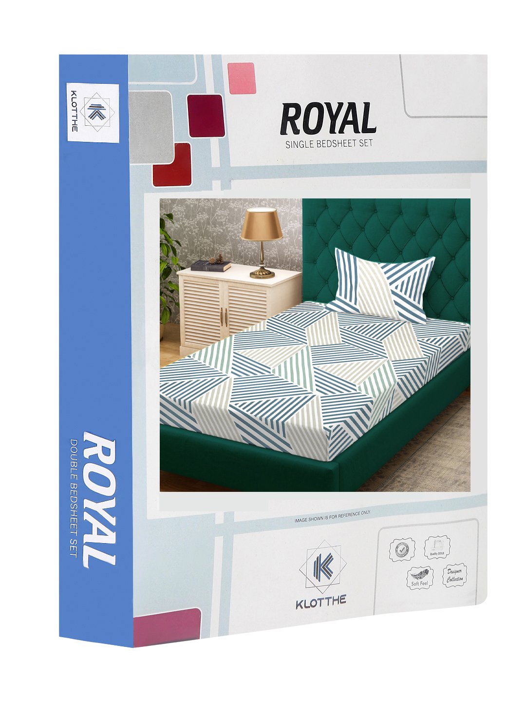 Green Geometric 300 TC Cotton Blend Single Bedsheet in Book Fold Packing