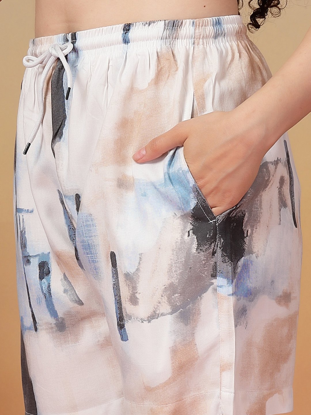 Women Multicolor Abstract Pure Cotton Night Suit