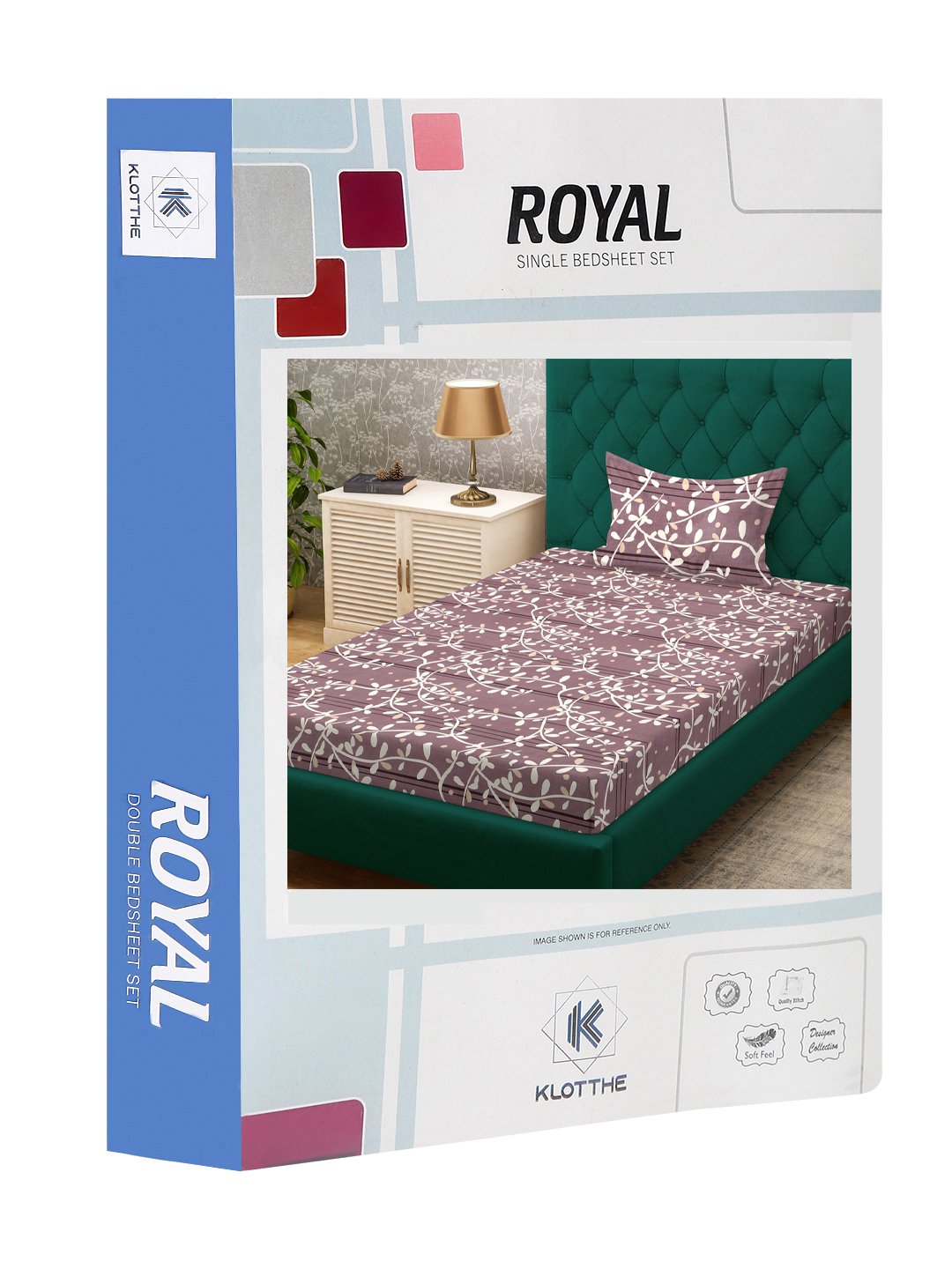 Purple Floral 300 TC Cotton Blend Single Bedsheet in Book Fold Packing