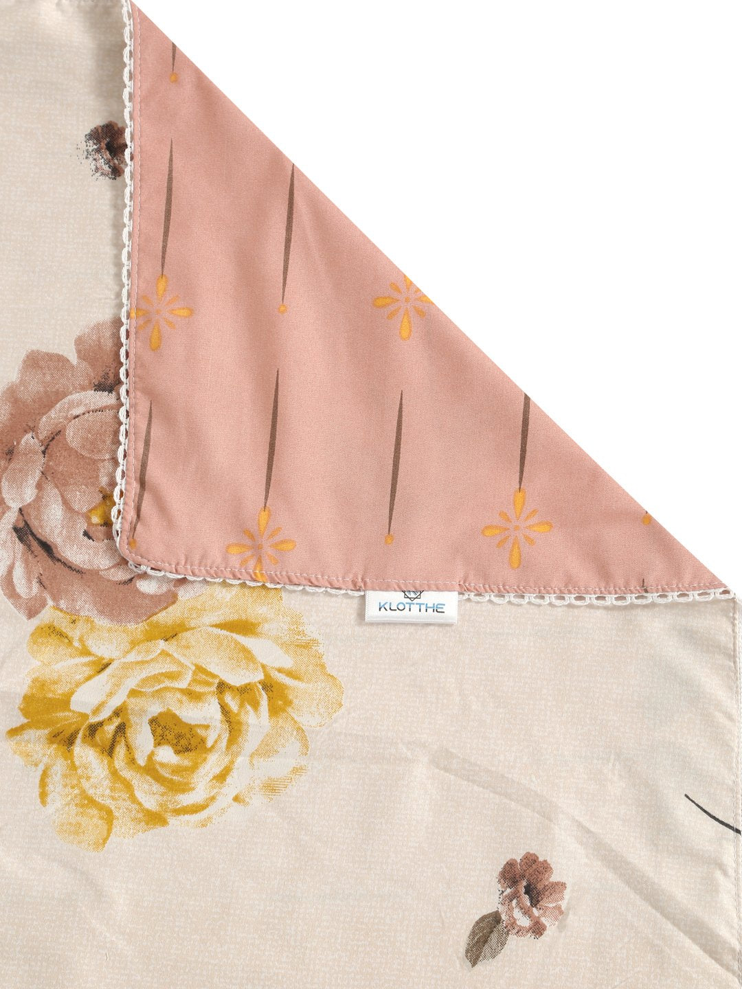 Cream Cotton Blend Floral Double Bed Dohar
