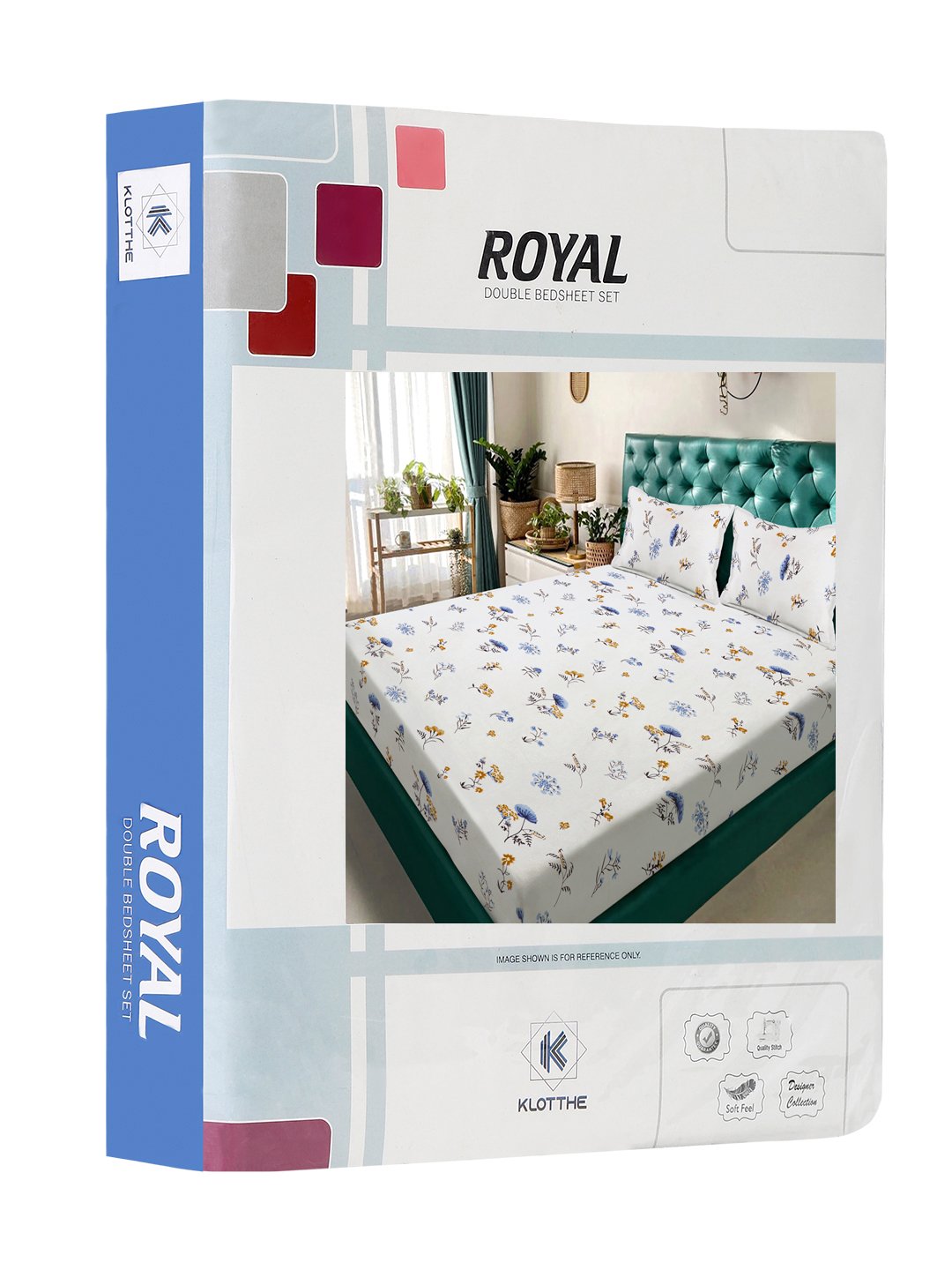 White Floral 300 TC Cotton Blend Double Bedsheet in Book Fold Packing