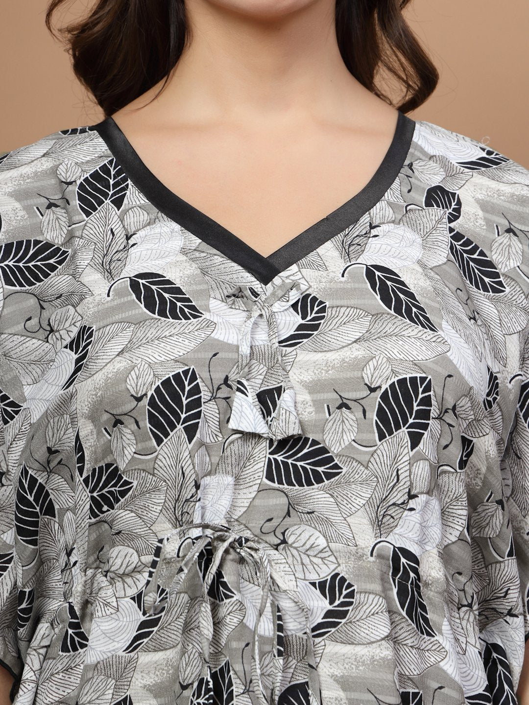 Multi Floral Cotton Blend Kaftan Maxi Nightdress