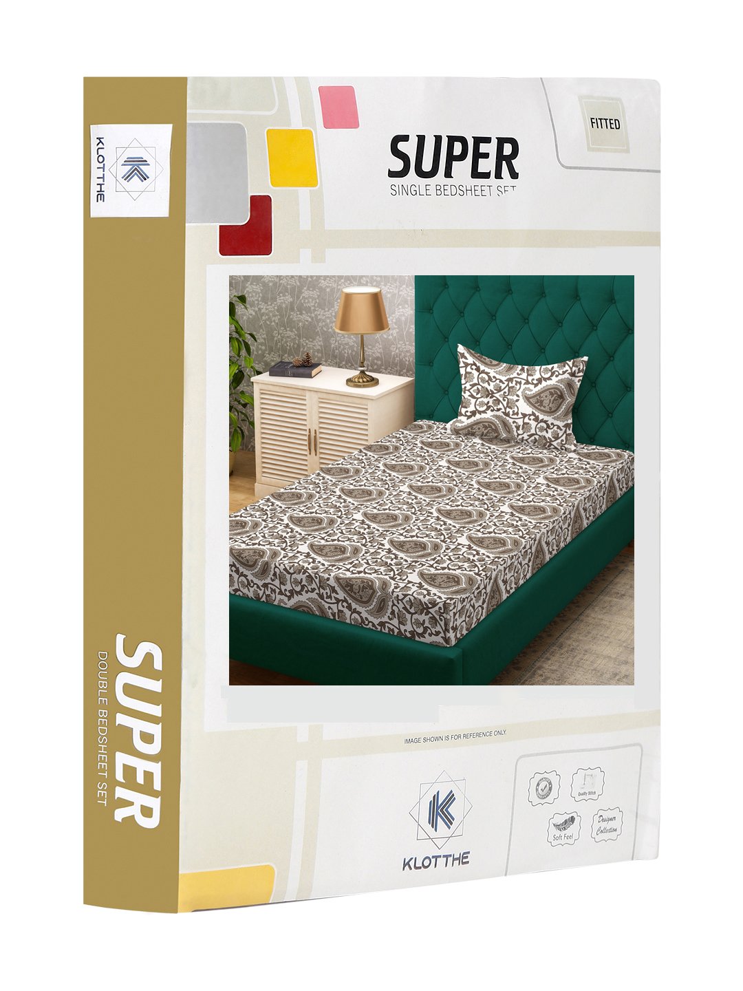 Begie Floral 300 TC Cotton Blend Fitted Single Bedsheet Set in Book Fold Packing