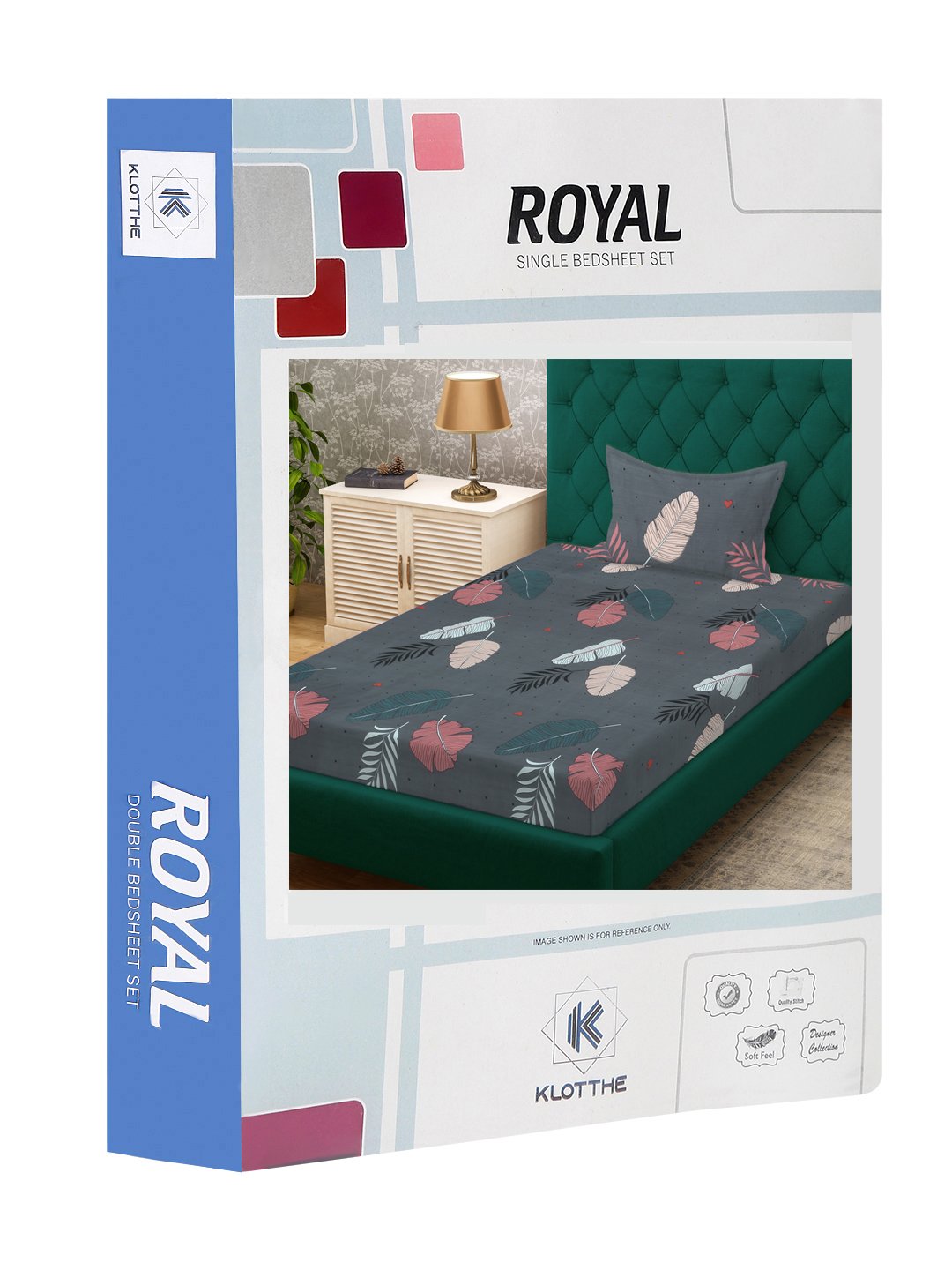 Grey Floral 300 TC Cotton Blend Single Bedsheet in Book Fold Packing