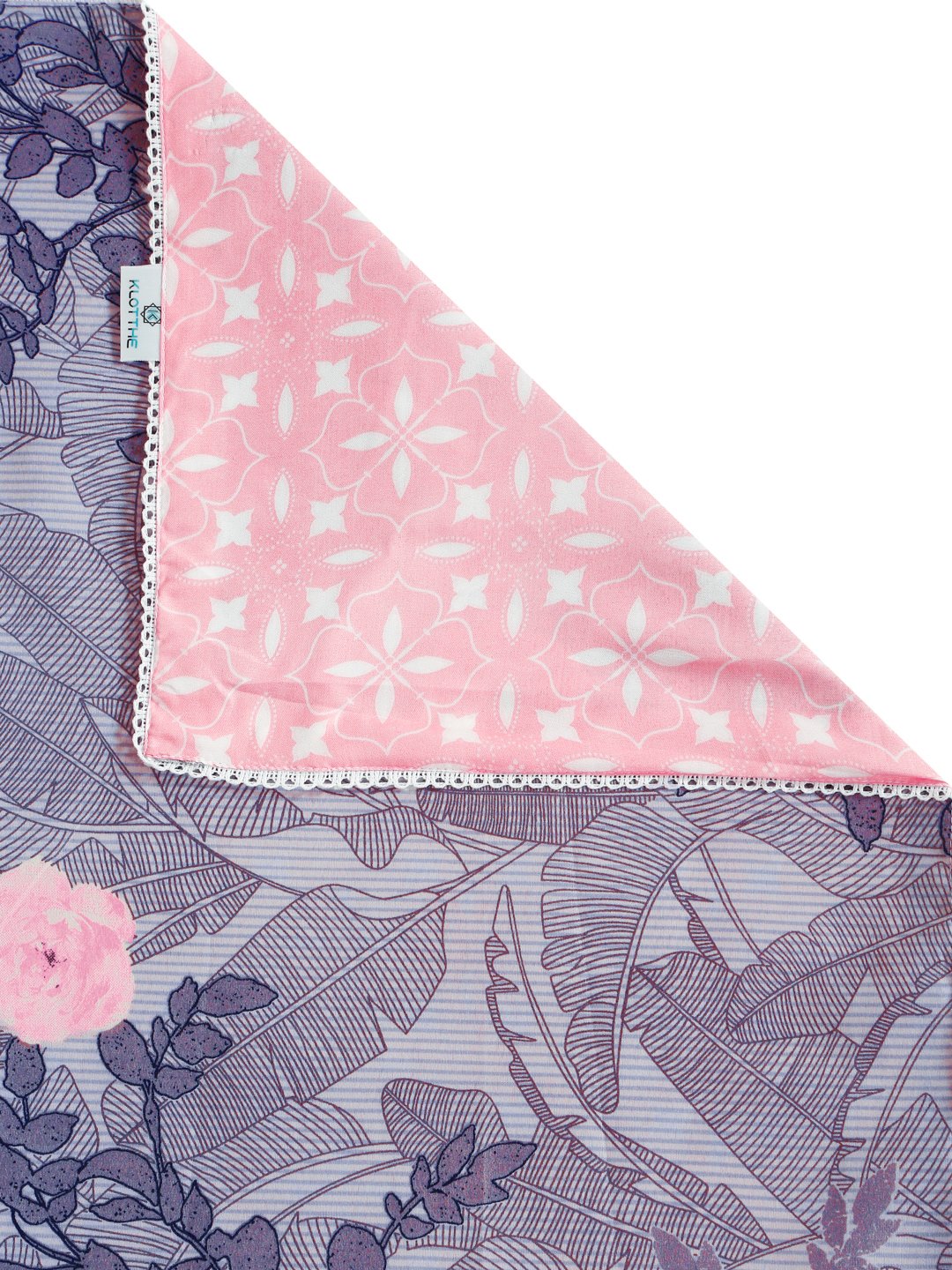 Blue Cotton Blend Floral Double Bed Dohar