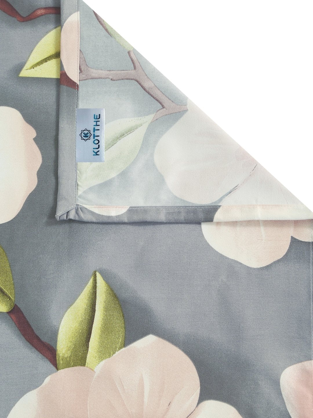 Grey Floral 7D King Size Cotton Blend Double Bedsheet with 2 Pillow Covers