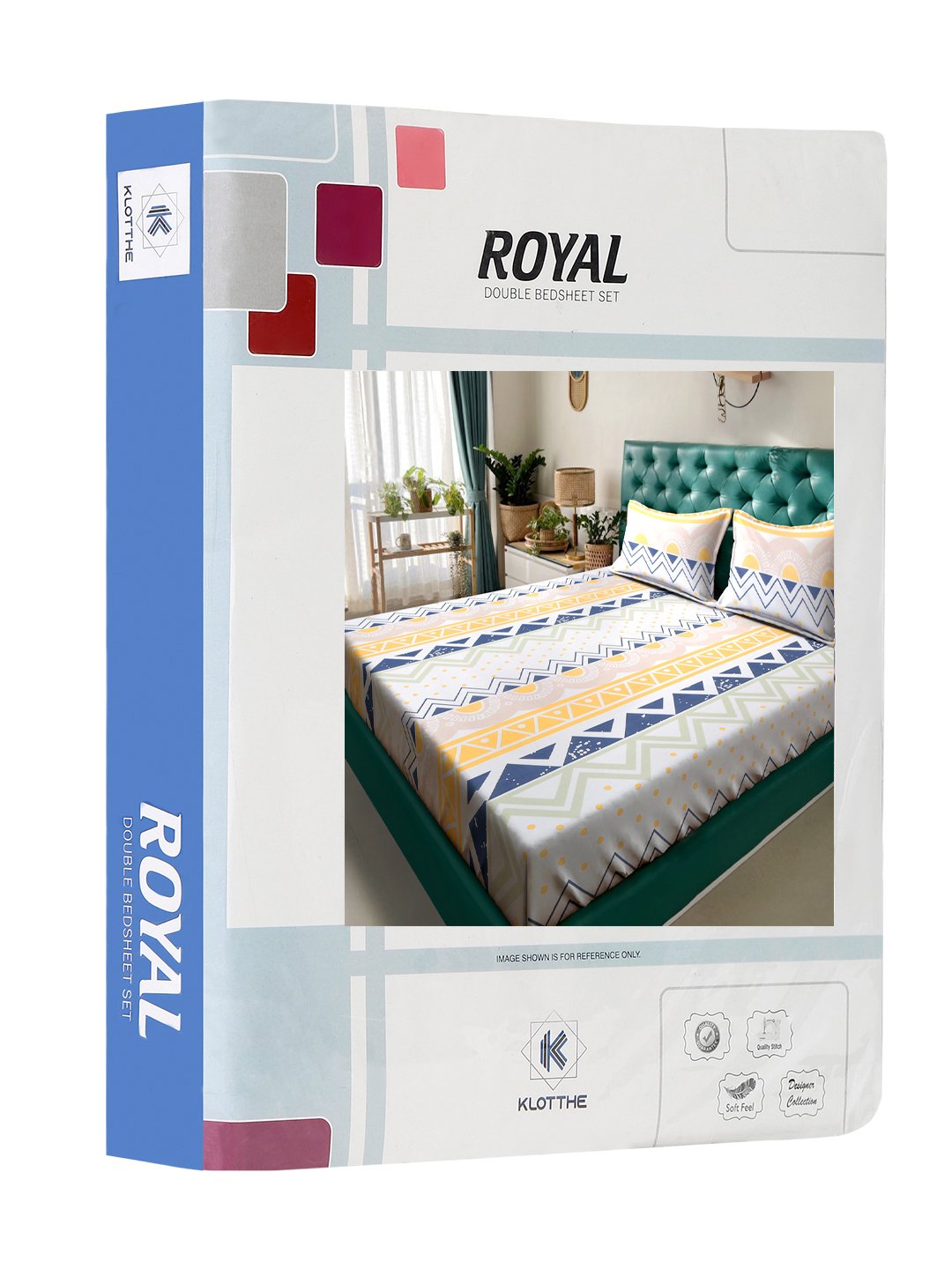Geometric 300 TC Cotton Blend Double Bedsheet in Book Fold Packing