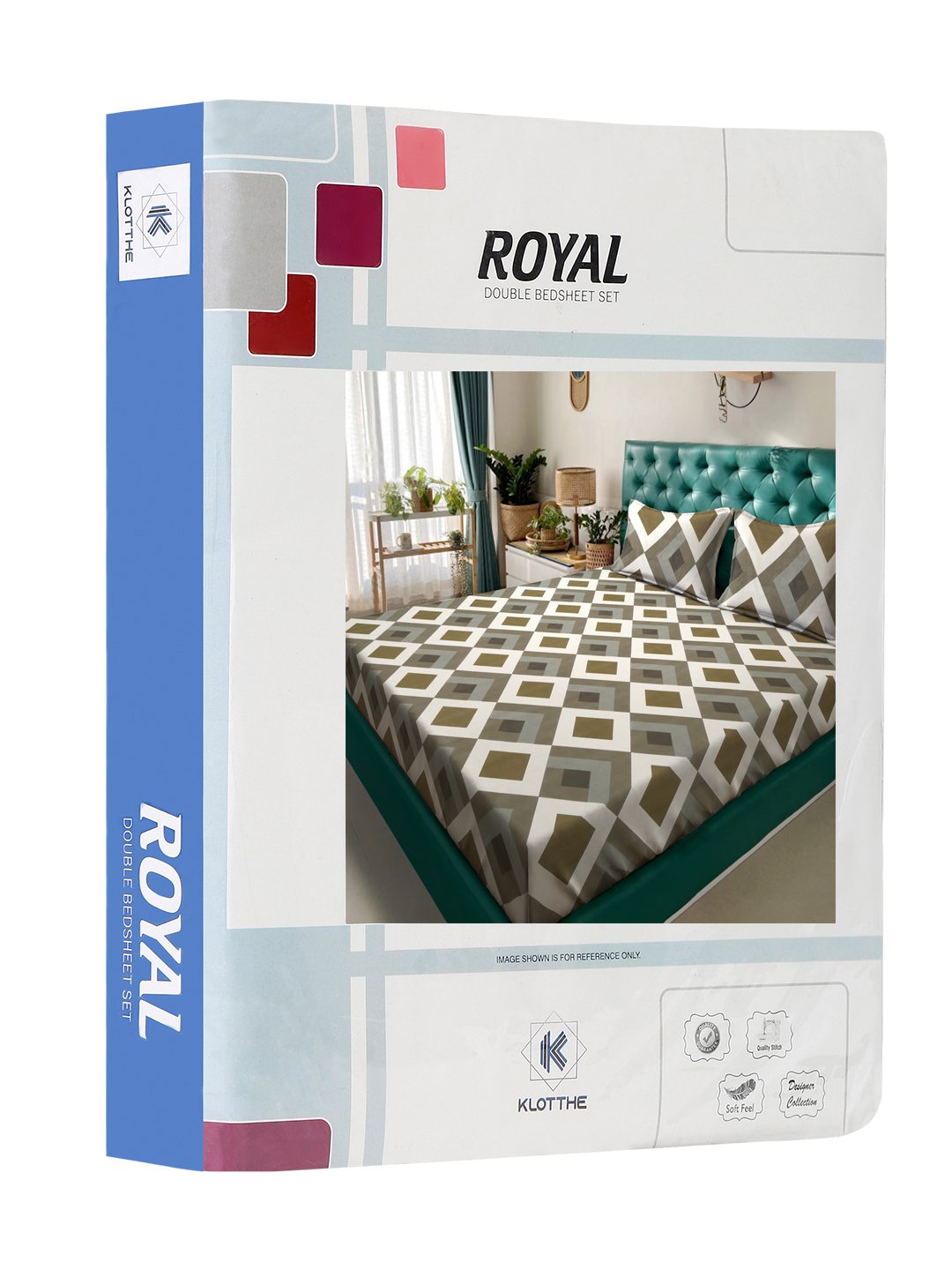 Multi Geometric 300 TC Cotton Blend Double Bedsheet in Book Fold Packing