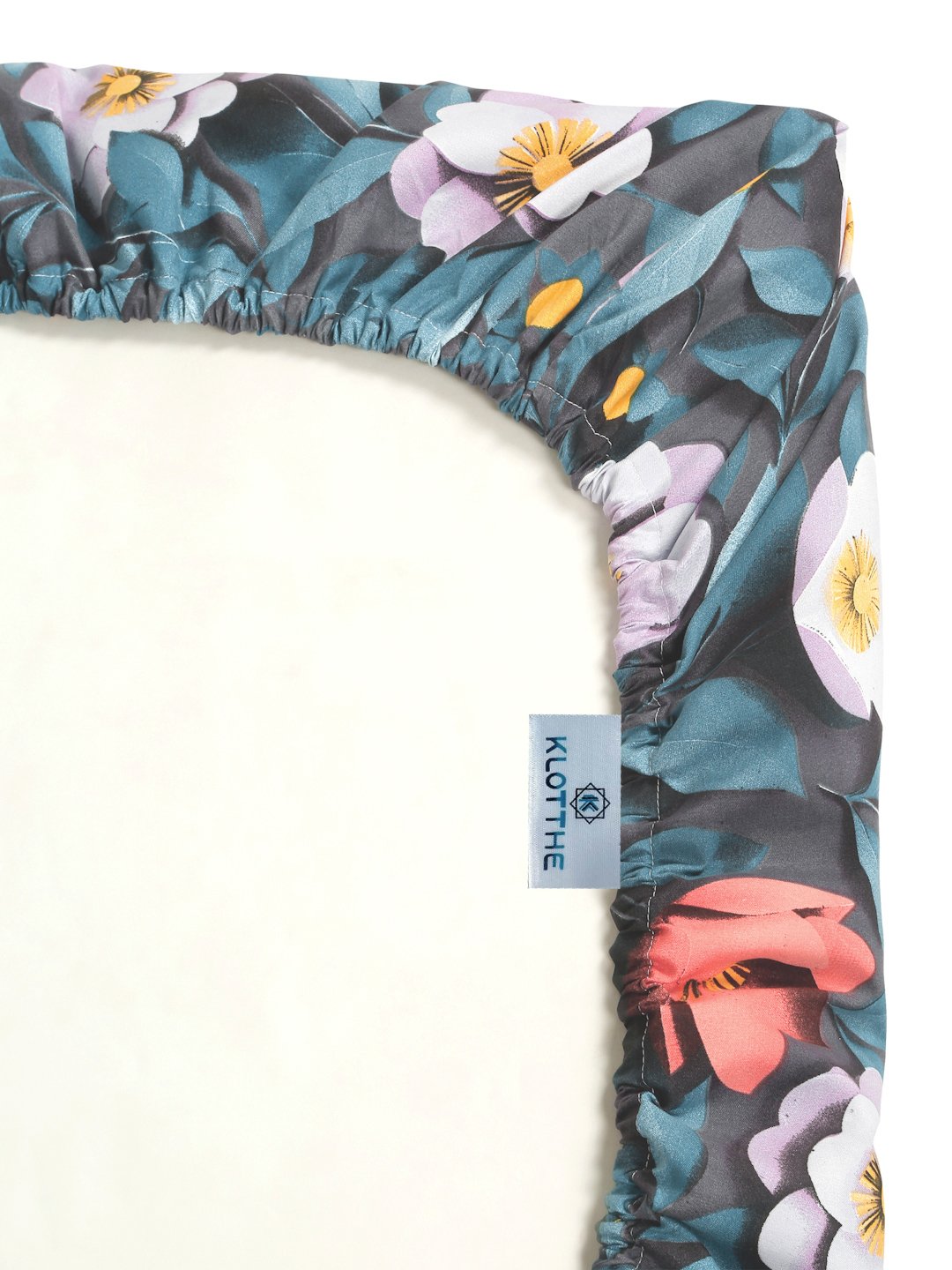 Blue Floral 7D Cotton Blend Fitted Single Bedsheet with Pillow Cover