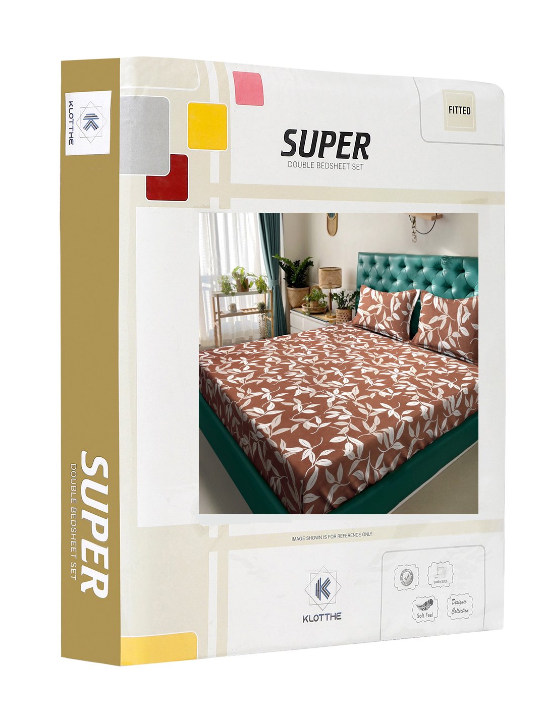 Floral 300 TC Cotton Blend Fitted Double Bedsheet in Book Fold Packing