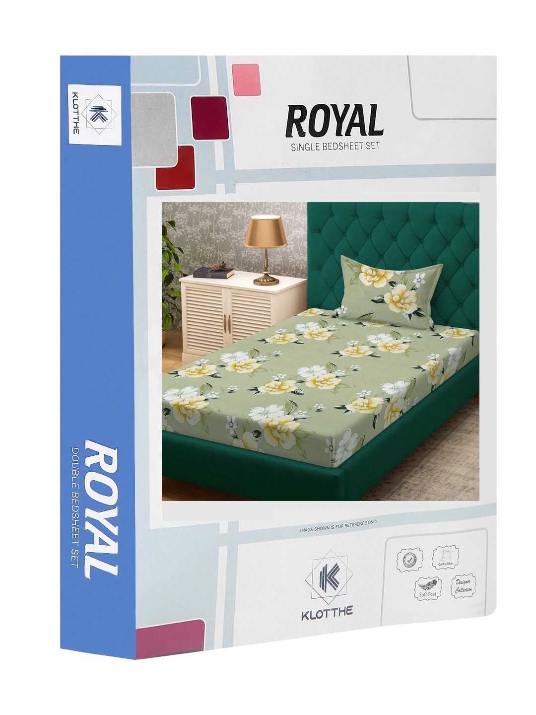 Green Floral 300 TC Cotton Blend Single Bedsheet in Book Fold Packing