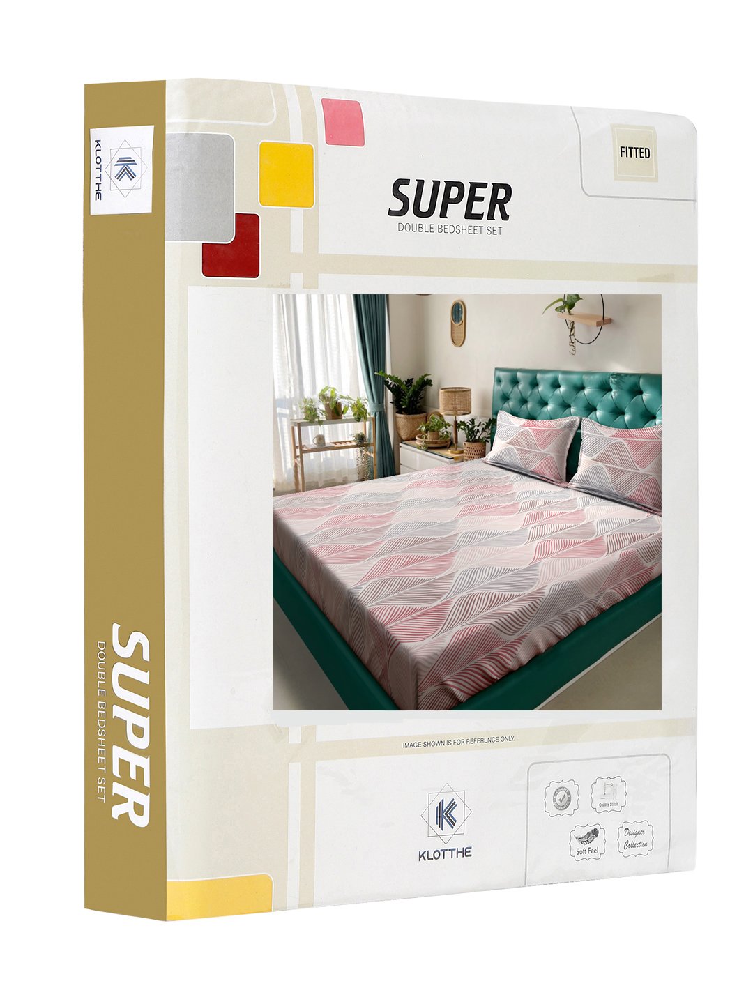 Book Fold Multi Abstract 300 TC Cotton Blend Fitted Double Bedsheet with 2 Pillow Covers