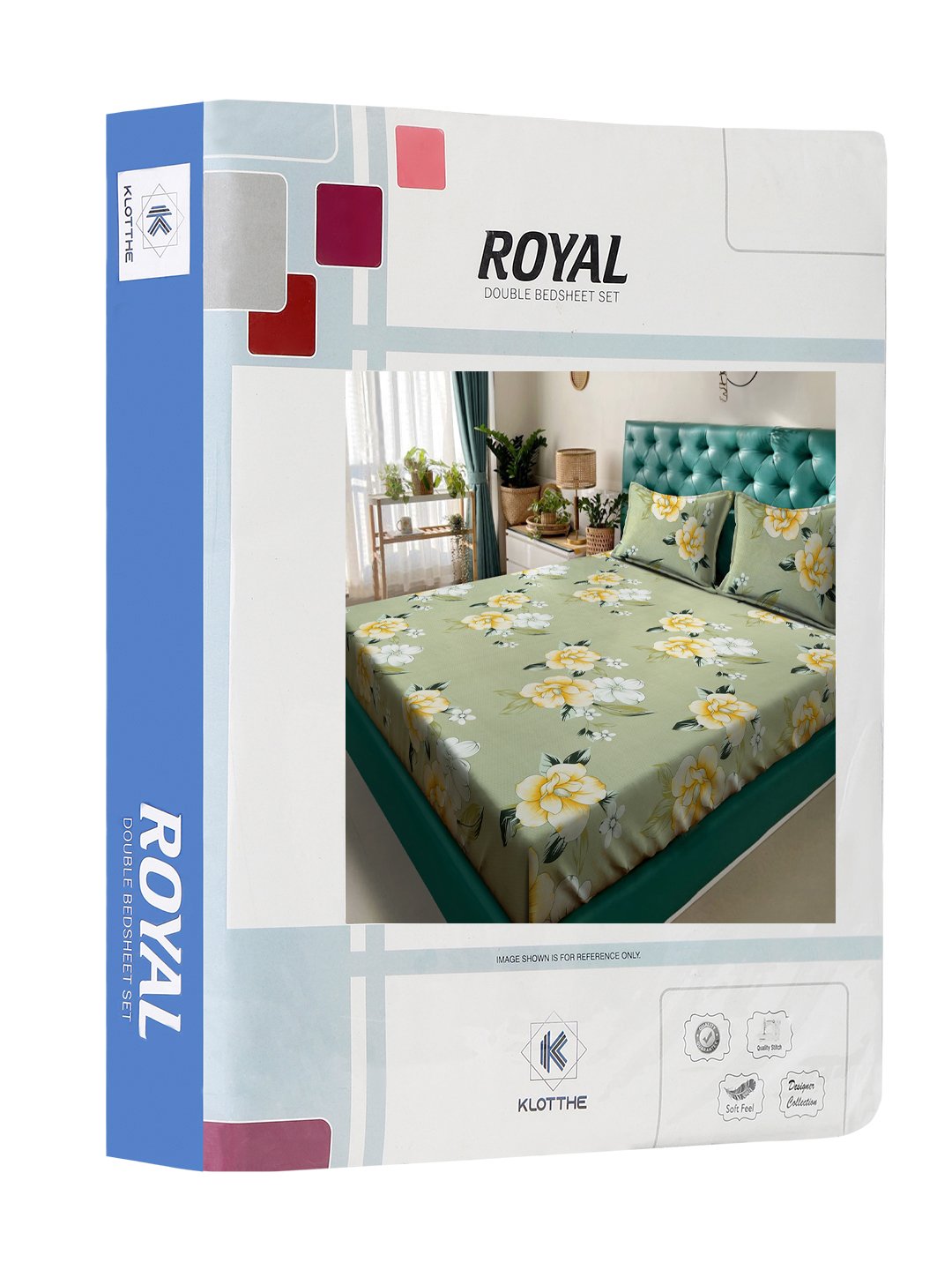 Green Floral 300 TC Cotton Blend Double Bedsheet in Book Fold Packing