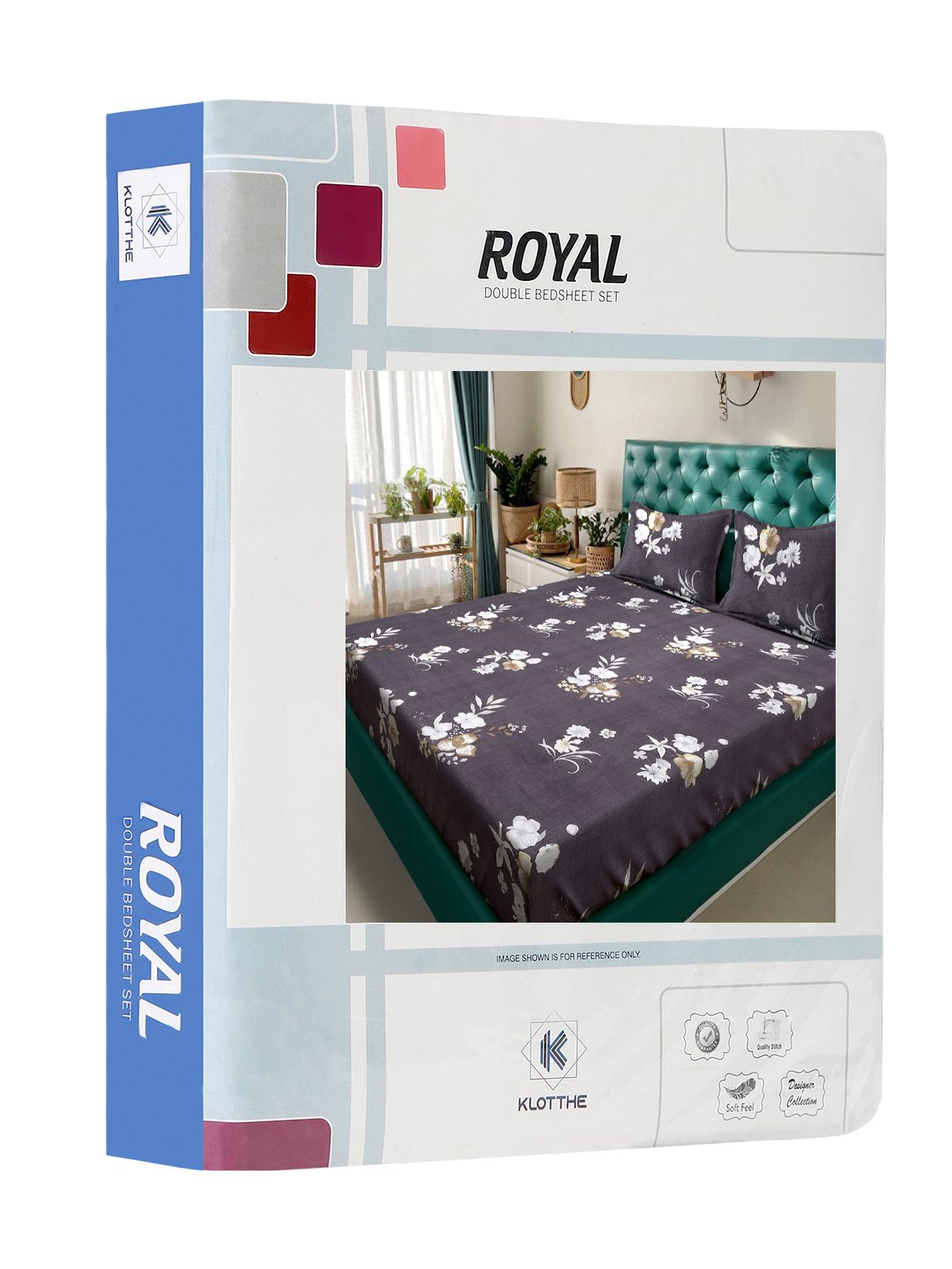 Brown Floral 300 TC Cotton Blend Double Bedsheet in Book Fold Packing