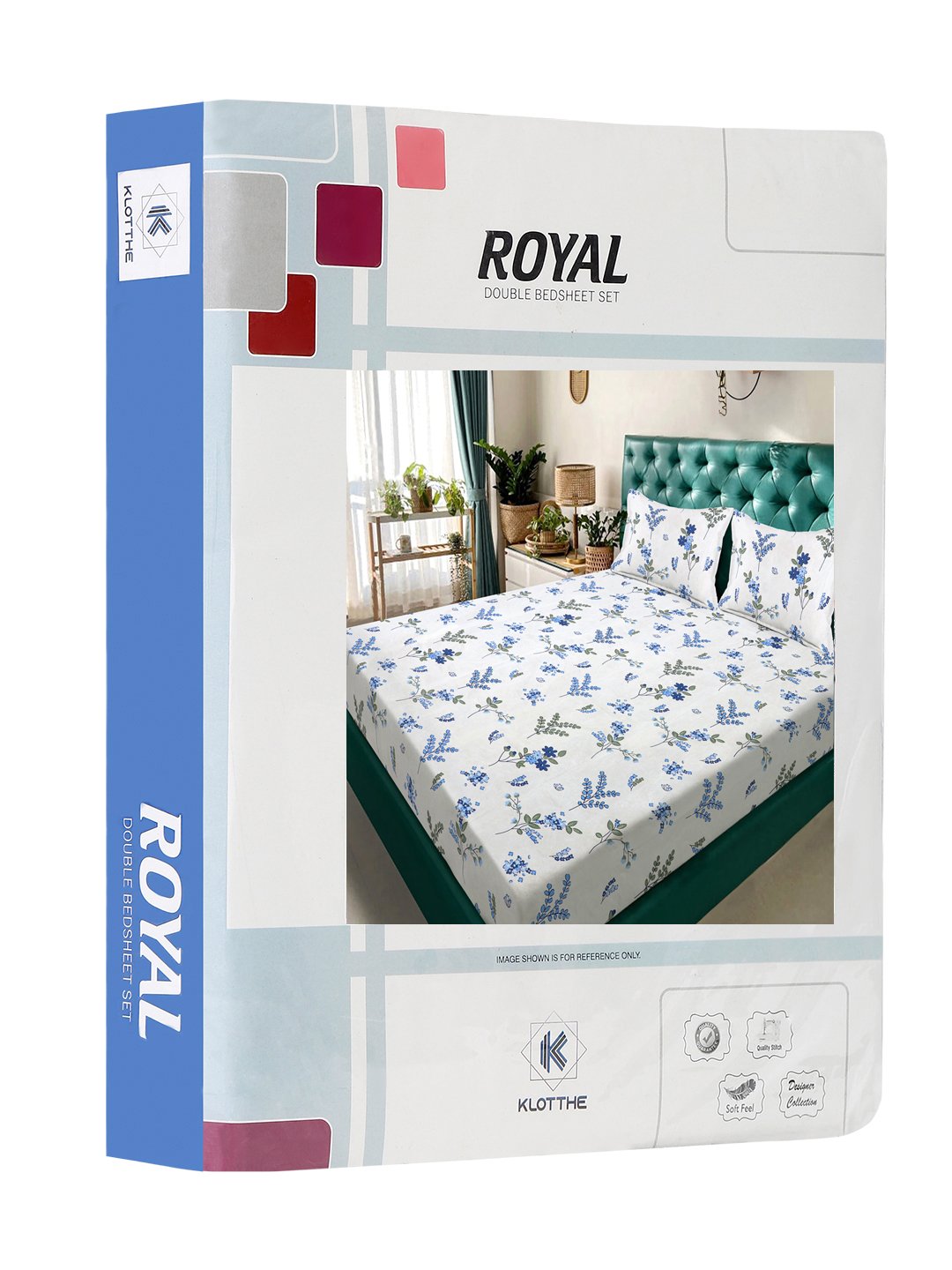 White Geometric 300 TC Cotton Blend Double Bedsheet in Book Fold Packing