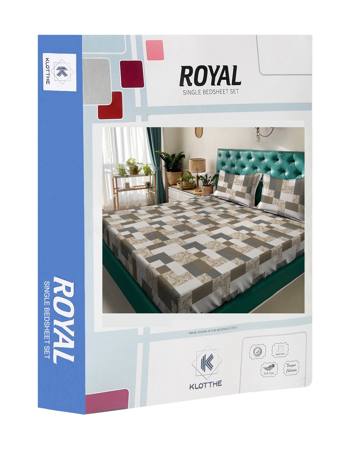 Multi Geometric 400 TC Pure Cotton Double Bedsheet in Book Fold Packing