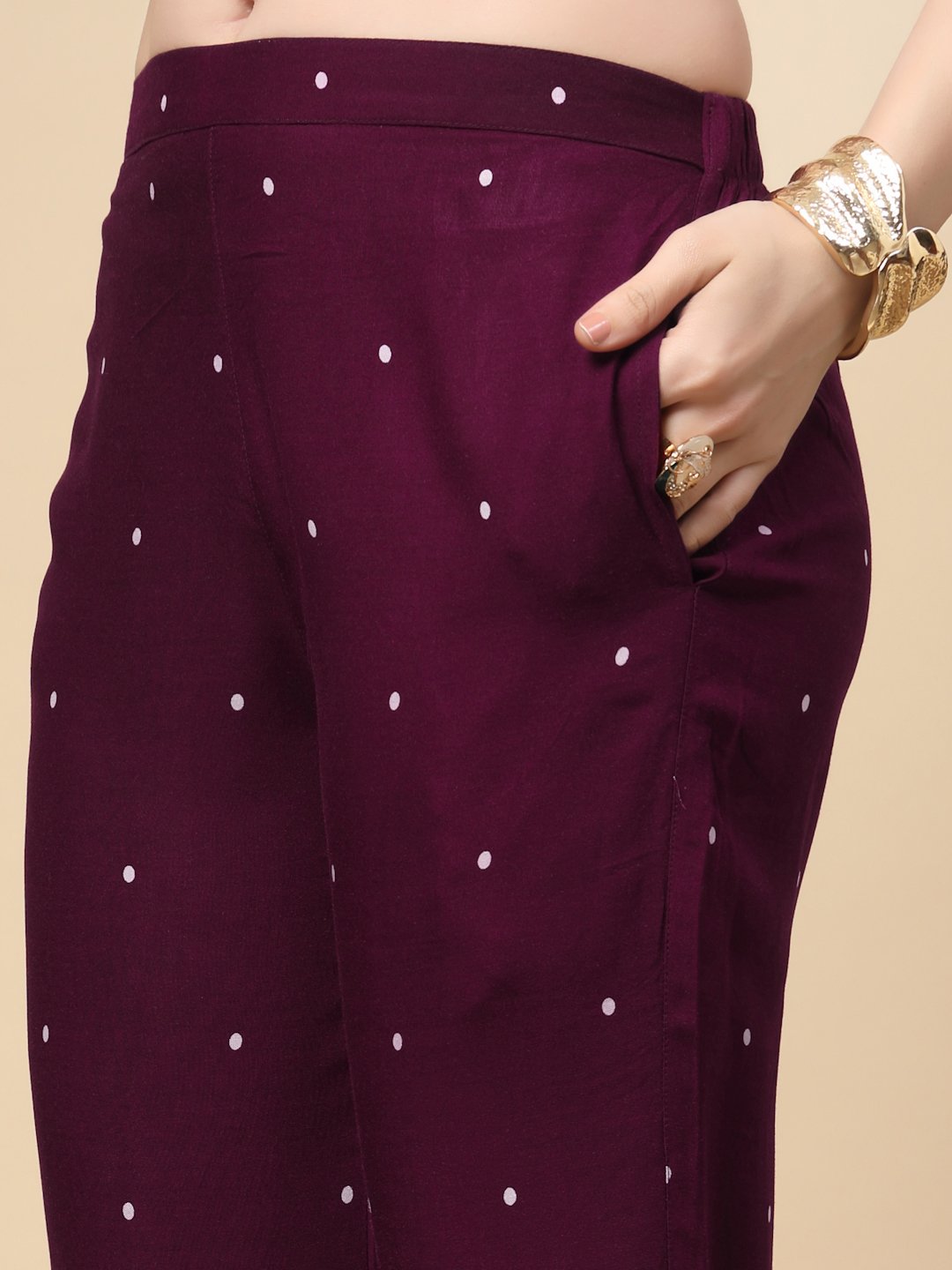 Wine Cotton Printed Shirt With Trousers Co-Ords Set