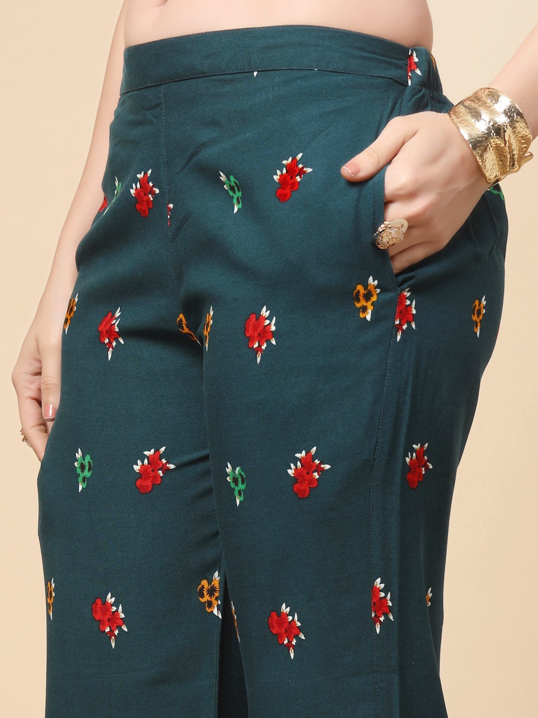 Green Cotton Printed Shirt With Trousers Co-Ords Set