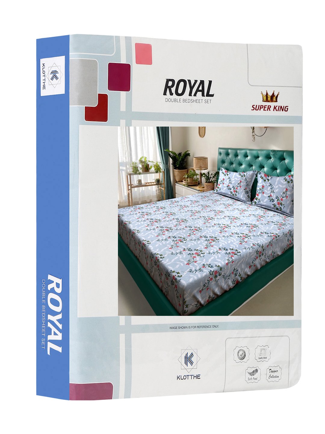 Multi Floral 300 TC Cotton Blend Super King Double Bedsheet in Book Fold Packing