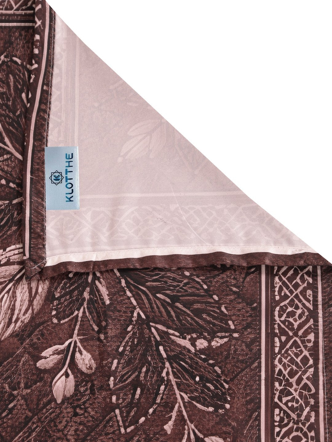 Digital Printed Brown Floral Cotton Blend Double Bedsheet with 2 Pillow Covers